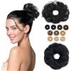 MY-LADY Chignon Finto per Capelli Veri- Cerchio Elastico Dritto Nero - Facile Updo Naturale per Donne Ragazze 23g Riccio