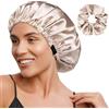 YANIBEST Cappa di seta a doppio strato per dormire, cappuccio regolabile per donne con capelli naturali ricci