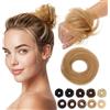 MY-LADY Chignon Finto per Capelli Veri- Cerchio Elastico Dritto Biondo Scuro - Facile Updo Naturale per Donne Ragazze 17g Liscio
