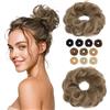 MY-LADY Chignon Finto per Capelli Veri- Cerchio Elastico Dritto Marrone Chiaro - Facile Updo Naturale per Donne Ragazze 23g Riccio