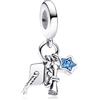 MSPOVOF Triplo pendente per laurea blu Charm 925 Sterling Silver 5a Zirconia Ciondolo Compatibilità Bracciale Collana Donne Gioielli Regalo