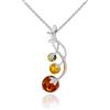 AMBEDORA Collana da donna mod.1570, argento sterling lucido, ambra baltica colorata, ciondolo in argento a catena, Argento sterling, Ambra