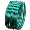 Touchstone Collezione di braccialetti di filo di seta lavorati a mano in filo di seta sintetica dall'aspetto esotico con perline bracciali di design blu acqua per donna 2.37 Set di 12 Blu acqua
