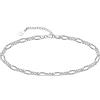 CHIC & ARTSY Cavigliera in argento Sterling 925 multistrato per donne, con satellite/stella/croce/cerchio/goccia/ovale/strati, gioiello da spiaggia, cavigliera flessibile da 22,9 a 25,4 cm, 10.7 inch
