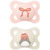 MAM Original Winter Limited Edition Succhietto 2-6 Mesi (Set da 2), Ciuccio 2-6 mesi a tema invernale e natalizio, Regalo neonato con tettarella in silicone e porta ciuccio sterilizzatore, Rosa