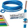 EBROM Cavo di cablaggio - Singolo cavo flessibile - Cavo in PVC - H07V-K 2,5 mm² - Colore: azzurro - molte lunghezze disponibili in incrementi di 5 metri, lunghezza: 15 m 2,5 mm²