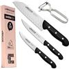 Arcos Set di coltelli giapponesi professionali | 4 pezzi | coltello vegetale 100 mm + cucina 150 mm + Santoku con alveoli 170 mm + pelapatate