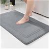 chakme Tappetino da bagno antiscivolo, morbido, assorbente, per bagno, 60 x 90 cm, colore: grigio