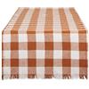 DII Heavyweight Fringed Check Tabletop Collection, Table Runner, 14x72, Cinnamon