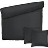 PURE COTTON Parure da letto 3 pezzi per 2 persone, copripiumino 260 x 240 cm e 2 federe 63 x 63 cm, 100% raso di cotone a righe tessute dobby, 80 fili/cm², 120 GSM, certificato OEKO-TEX, Dobby nero
