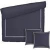 Pure Cotton Parure da letto 3 pezzi, copripiumino 240 x 220 cm e 2 federe 63 x 63 cm, 100% raso di cotone, 80 fili/cm², 120 GSM, certificato Oeko-TEX, Silhouette, bianco/blu scuro