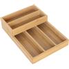 Relaxdays Portaposate bambù, Set 2 pz, 6 Scomparti impilabili, Inserto cassetto salvaspazio, Naturale