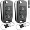 LongZYU 2 Pcs 3 Tasti Guscio Chiave Telecomando Custodia Chiave Auto Cover | Compatibile con Hyundai i10 i20 i30 ix20 ix35 e Kia Ceed Soul Sportage Venga Rio Picanto, Con Portachiavi e Cacciavite