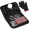 SHYOSUCCE 62 Pezzi Kit per Riparazione Pneumatici con Manometro e Guanti, Kit Riparazione Gomme per Auto, Biciclette, Motocicli, Trattori, Camion