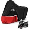 Kistrba Telo Copri da Esterno per Piaggio mp3 400/500 (senza bagagliaio), Telo Copertura Coprimoto Copri Moto mp3 400 500 420D Tessuto Oxford Impermeabile Resistente All'inverno, Nero e rosso