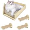 Comzantor Set da 4 Amaca Gatti, Scala Parete Arrampicata, Mensole di Mobili per Arrampicarsi e Giocare(Vero Legno)