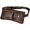 Xieben Vintage Marsupio In Pelle per Uomo Donna Viaggio Escursionismo Corsa Hip Slim Marsupio Borsa Portafoglio Cellulare Marrone Scuro