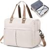 HPLQQ Borsone da Viaggio Donna Bagaglio a Mano Easyjet 45x36x20, Borsa Sportiva Borsone da Palestra, Borsa da Weekend, Ospedale Parto, Danza Espandibile,B01-Beige-Marrone