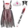 Zkaoai Zombie Prom Queen Halloween Costume con Corona, Costume da Sposa con Oorrore Sanguinoso, Costume da zombie Ragazze Halloween Compleanni Party