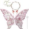 Auzlya Ali da Fata a Forma di Farfalla,Ali Fata per Adulti e Bambini,Ali di Farfalla,Fairy Wings,con Orecchie da Elfo,Cerchietto da Fata e Bacchette di Fata a Stella,per Feste a Tema Carnevale Halloween