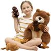 MorisMos Peluche Castoro con Cuccioli, XXL Realistico Castori Pupazzo Giocattolo di Peluche Animali Grande Morbido Kawaii, Carino Regalo Natale per Bambini Ragazza Ragazzo Compleanno (45cm)