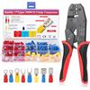 Satisby Pinze Piegatrici, Set di crimpatura per connettori elettrici isolati AWG22-10/0,5-6 mm², con 17 tipi 300 connettori a crimpare ad anello a forcella isolati da 0,5-6 mm²
