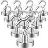 MIN CI 14 Pezzi Ganci Magnetici Extra Forti, 20mm Ganci Magnetico Potenti Da 15kg, Magneti ai Neodimio Potenti Magneti Con Occhielli Rotondi Ganci Magnetici per Armadietti Per Barbecue Da Garage