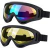 JTENG 2x Maschera da Sci con Protezione UV & Anti-Appannamento per Uomo e Donna - Occhialoni da Sci per Portatori di Occhiali, Snowboard & Motocross (Colore + Grigio)