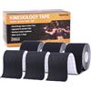 ikoodas Nastro Kinesiologico Tape Kinesiologico 5cm, Supporto Articolare, Sollievo dal Dolore Muscolare, Spalle Fascite Plantare Ginocchio Nastro, Lattice Impermeabile Taping Kinesiologico (Nero)