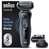Braun Series 5 Rasoio Elettrico Barba a Lamina Senza Fili, Regolabarba Uomo, Rifinitore di Precisione ed Effetto Barba Incolta Easyclick, Easyclean, Wet&Dry, Ricaricabile, Idea Regalo, 51-B1820s Blu