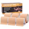 ikoodas Nastro Kinesiologico Tape Kinesiologico 5cm, Supporto Articolare, Sollievo dal Dolore Muscolare, Spalle Fascite Plantare Ginocchio Nastro, Lattice Impermeabile Taping Kinesiologico (Beige)