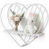 Afuly Mensola da parete in metallo bianco e legno, a forma di cuore, industriale, decorazione da parete, camera da letto, bagno, famiglia, regalo 28 x 30 cm