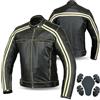 Bikers Gear Australia Bikers Gear UK - Giacca in stile retrò, Café Racer Bonnie, 100% pelle di bovino, nera con linee bianche sulle maniche