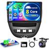 Rimoody 6G+128G 8 Core Wireless Carplay Android Autoradio 2 Din per Toyota Aygo/Peugeot 107/Citroën C1 2004-2014 10 Pollici Autoradio con Android Auto Navi GPS WiFi Bluetooth FM/RDS/SWC Telecamera Posteriore