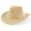 Michear Cappello da cowboy in paglia da donna, cappello da cowgirl occidentale, cappello da cowgirl con bordo in perline e tesa modellabile, Beige, Taglia unica