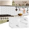 AMOYUN 16 Pezzi 3D Adesivi per Piastrelle, Piastrelle Adesive Cucina Retro Piastrelle Adesive per Cucina 15x30cm Autoadesiva Resistente al Calore Impermeabile Vinile Decorazione Della Casa per Bagno
