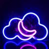 Fespcj Nuvola Luna LED Neon Segno, blu e rosa accoppiato, luce di stile carina, doppia batteria USB/AA uso, bar, partito, luce della decorazione domestica, regali di vacanza