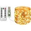 Clearhill Ghirlanda luminosa USB 20m bianco caldo 200 LED con telecomando, 8 modalità, timer e dimmerabile per Natale, camera, interni/esterni
