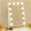 FENCHILIN Specchio Trucco con Luci, 12 Lampade LED, Controllo Touch Screen Regolabile a 360 Gradi Hollywood cosmetico grande da tavolo 30x41cm