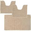 Comart - Tris Tappeti Bagno Shaggy - Set 3 Tappetini Bagno: 1 Rettangolare 45x75 cm + 2 Giro WC 45x38 cm - Super Assorbenti e Morbidi - Antiscivolo - Lavabili in Lavatrice - Texture in 3D - Beige