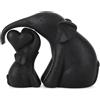 Kityemo Set di 2 Elefantini in Ceramica Nero - Decorazione per Casa e Ufficio, Idea Regalo Compleanno/Festa della Mamma, Statua Animale Moderna