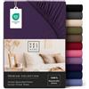 VEL VET HOME VelvetHome Lenzuolo con Angoli Una Piazza e Mezza 120x200 cm, 100% Cotone Pettinato, Jersey per Materassi fino a 25 cm, OEKO-TEX Elastico, Traspirante, Morbido, Viola