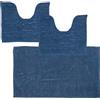 Comart - Tris Tappeti Bagno Shaggy - Set 3 Tappetini Bagno: 1 Rettangolare 45x75 cm + 2 Giro WC 45x38 cm - Super Assorbenti e Morbidi - Antiscivolo - Lavabili in Lavatrice - Texture in 3D - Blu