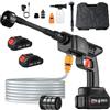 JIMACRO 21V Idropulitrice a Batteria, Idropulitrice Elettrica Portatile con Tubo Flessibile da 5 MIdropulitrice Senza Fili per Lavare e Innaffiare