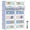 SONGMICS Scarpiera a 12 Scomparti per Bambini, Organizzatore Modulare ad Incastro in Plastica per Bambini, Guardaroba con Ante, 31 x 81 x 106 cm, Blu Pallido LPC907Q01