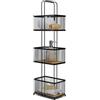 Croydex Scaffale portaoggetti a tre ripiani, nero e bambù, ripiani autoportanti da bagno, cestini profondi, 22 x 15 x 726 cm, elegante soluzione nera per accessori da bagno