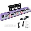 Funtaki Tastiera pianoforte elettronica a 61 tasti per adulti e bambini, con tasti luminosi, modalità di apprendimento, digitale pianoforte (Viola, Completo)