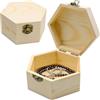 Fahibin 2 scatole esagonali in legno con coperchio, piccole, esagonali in legno non verniciato, per decorazione della casa, fai da te, matrimonio, 13 x 13 x 7 cm