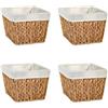 Trademark Innovations - Cesto portaoggetti rettangolare in giacinto, con manici e fodera in tessuto, 29,2 cm, confezione da 4