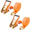 DAJAVE Set di 2 Cinghie a Cricchetto, 8M Cinghia di Ancoraggio con Tenditore a Cricchetto e Ganci, Larghezza 50mm Cinghia Fissaggio a Cricchetto Ratchet, Arancione, Gancio a J, Fino a 4000 kg